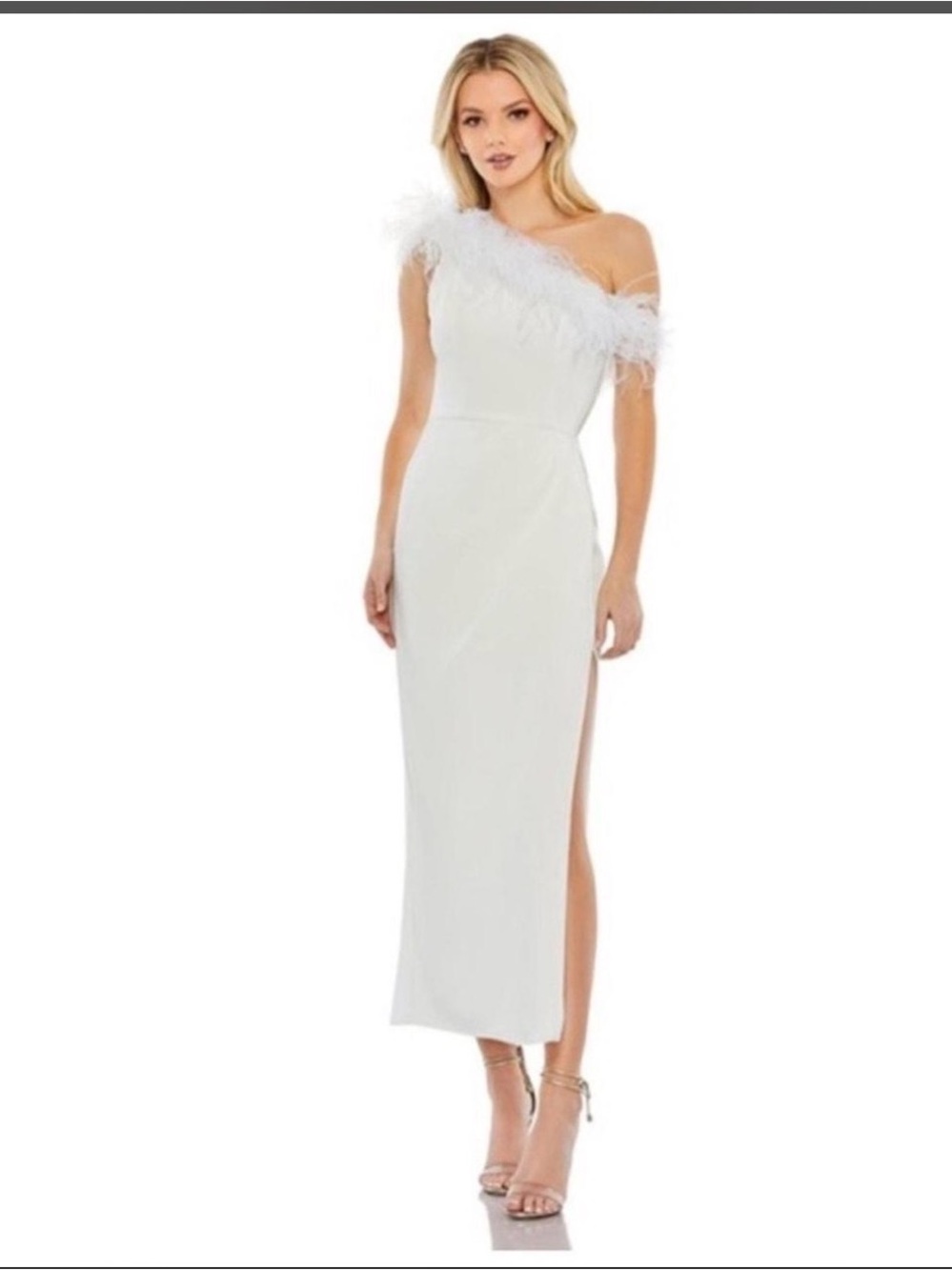 Mac Duggal A68147 - Feathered One-Shoulder Dress Size 6